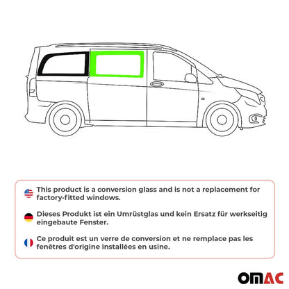 OMAC USA Right Side Front Window Glass for Cargo Van – Fits 2016–2024 Mercedes Metris L2/L3 – Black Tempered Replacement Auto Glass (1 Pc)