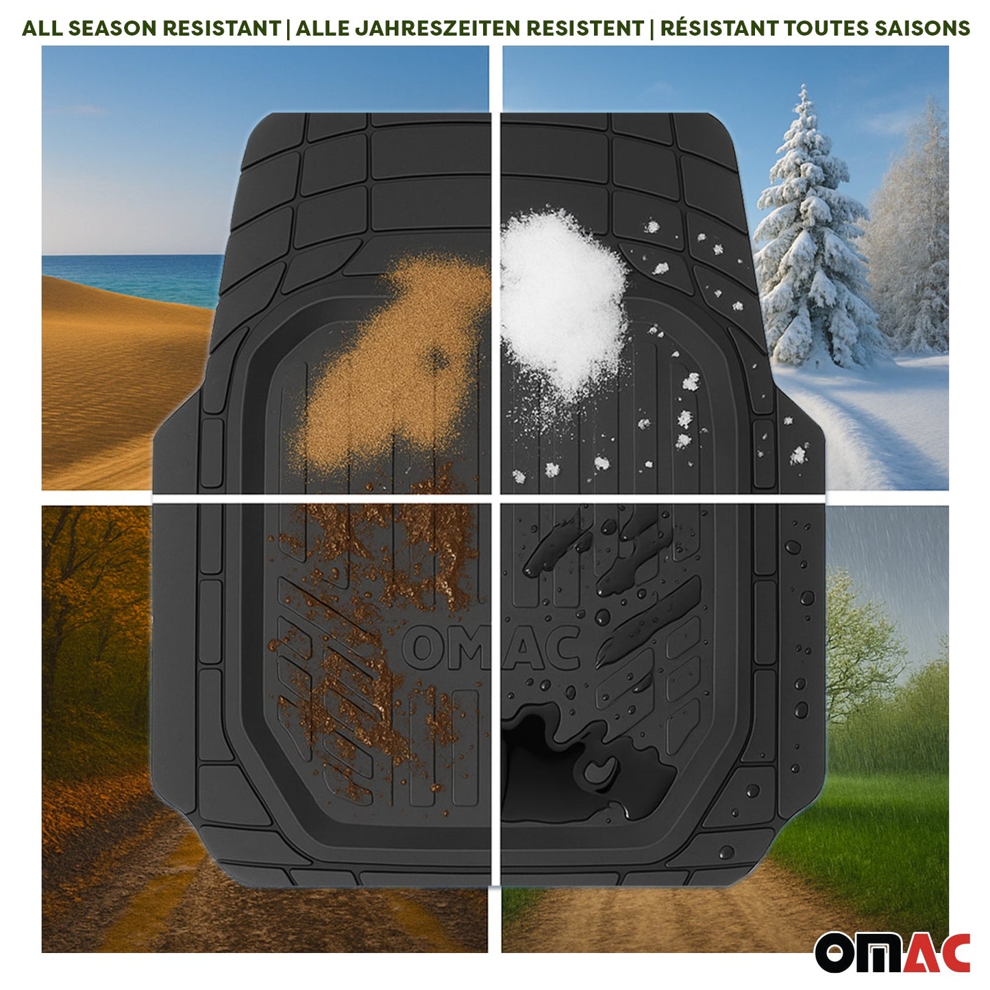 Omac USA Semi-Custom Rubber Floor Mats Liners for Cars – Fits with 2020-2025 BMW 8 Series G16 Gran Coupe (4 Pcs)