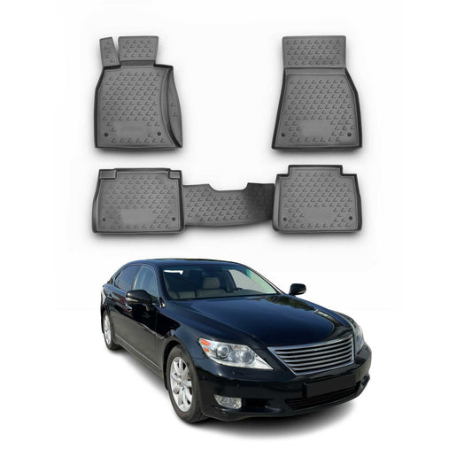 OMAC USA Floor Mats Liners Full Set All Weather for Car – Fits with 2007-2012 Lexus LS460 – Black (4 Pcs)