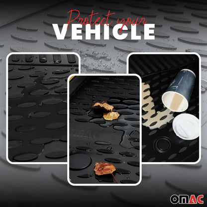 OMAC USA Floor Mats Liners Full Set All Weather for SUV – Fits with 2013-2015 Toyota Venza – Black (4 Pcs)
