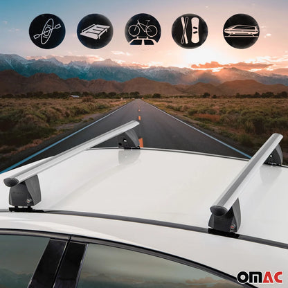 Omac USA Roof Rack Cross Bars for Cars – Fits with 2013-2019 Mercedes CLA C117 (2 Pcs, Silver, Aluminum)