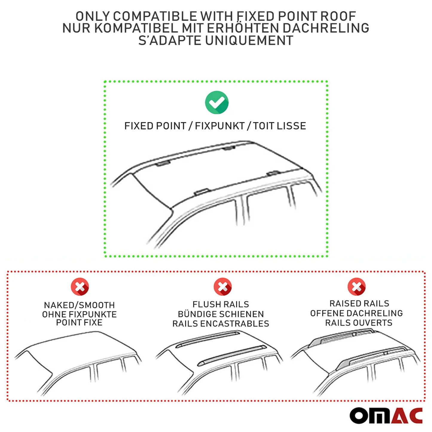 Omac USA Roof Rack Cross Bars for Cars – Fits with 2013-2019 Mercedes CLA C117 (2 Pcs, Silver, Aluminum)