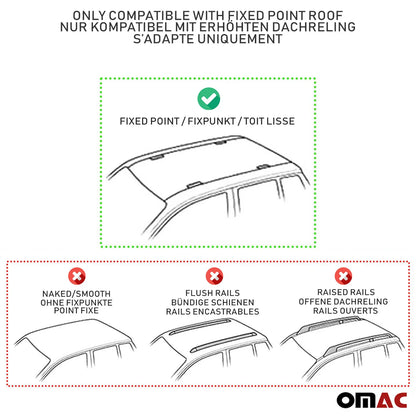Omac USA Roof Rack Cross Bars for Cars – Fits with 2013-2019 Mercedes CLA C117 (2 Pcs, Silver, Aluminum)