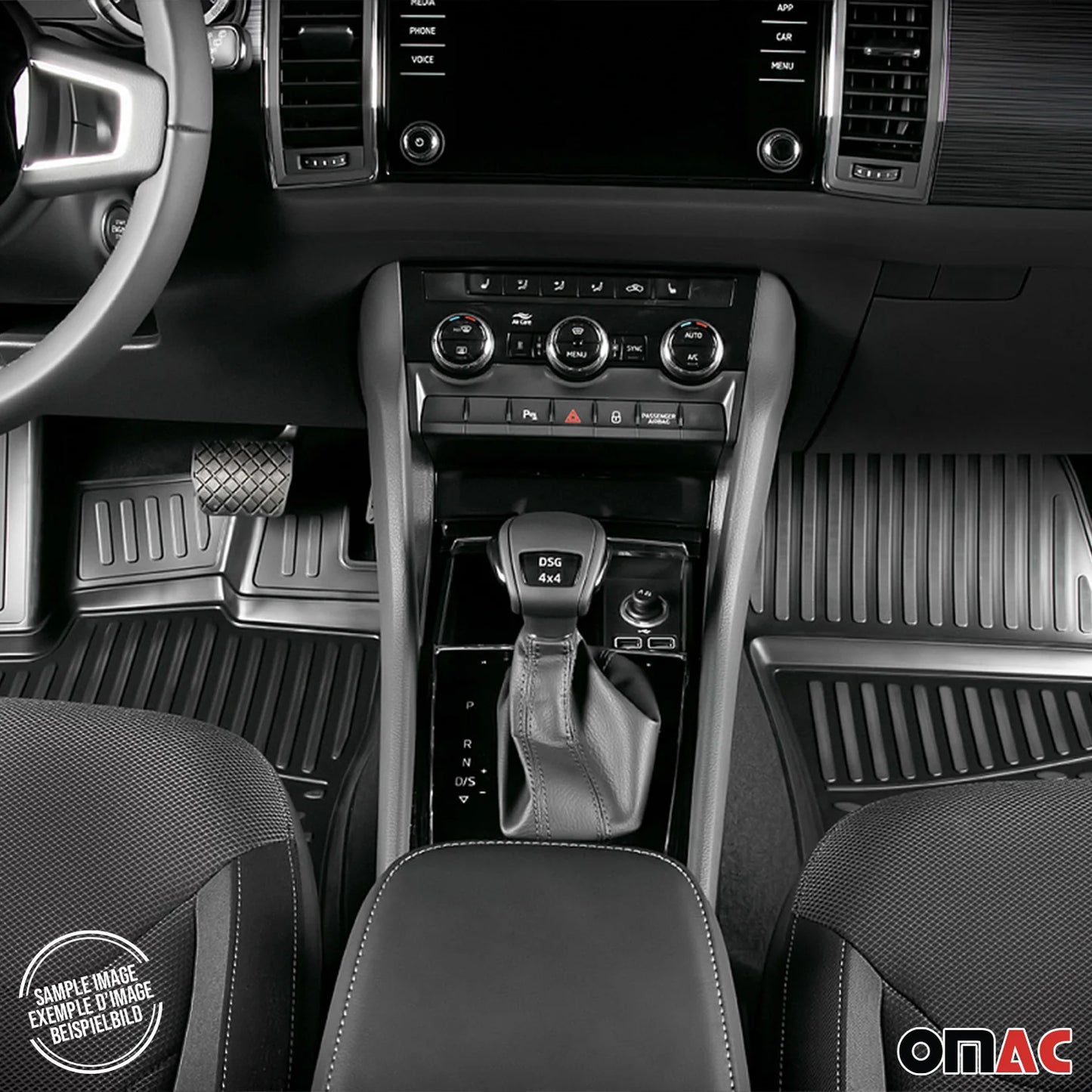OMAC USA Floor Mats Liners Full Set All Weather for SUV – Fits with 2013-2015 Toyota Venza – Black (4 Pcs)