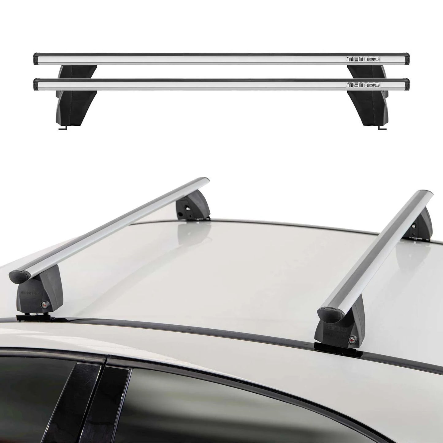 Omac USA Roof Rack Cross Bars for Cars – Fits with 2013-2019 Mercedes CLA C117 (2 Pcs, Silver, Aluminum)