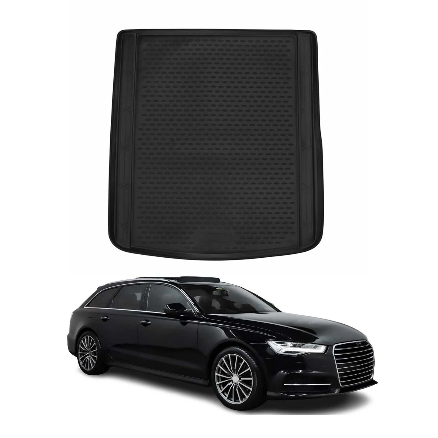 OMAC USA Cargo Liner Trunk Rubber Mat for Wagon – Fits with 2013-2016 Audi A6 C7 Allroad Quattro – All Weather, Black (1PC)