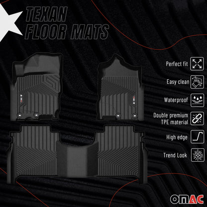 OMAC USA Premium Floor Mats Liners for Truck – Fits 2016–2024 Nissan Titan – First & Second Row Set All Weather Heavy Duty Black