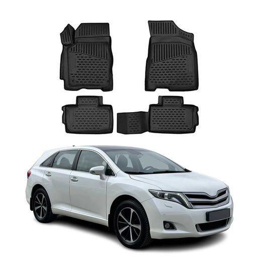 OMAC USA Floor Mats Liners Full Set All Weather for SUV – Fits with 2013-2015 Toyota Venza – Black (4 Pcs)