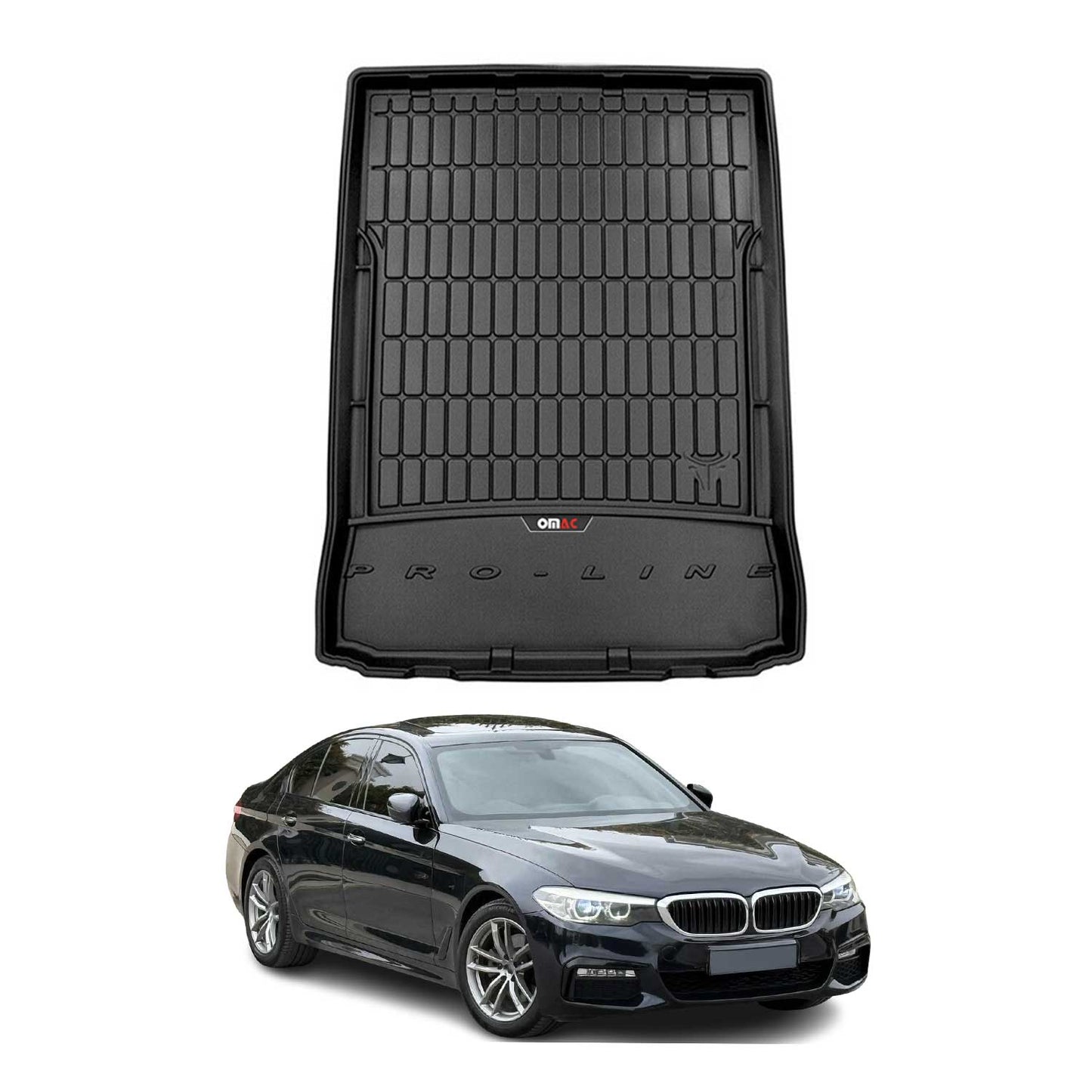 OMAC USA Premium Cargo Liner for Sedan – Fits 2019-2024 BMW 5 Series G30 / 2017-2023 BMW M5 F90 – All Weather Heavy Duty TPE Rubber Trunk Mat, Black