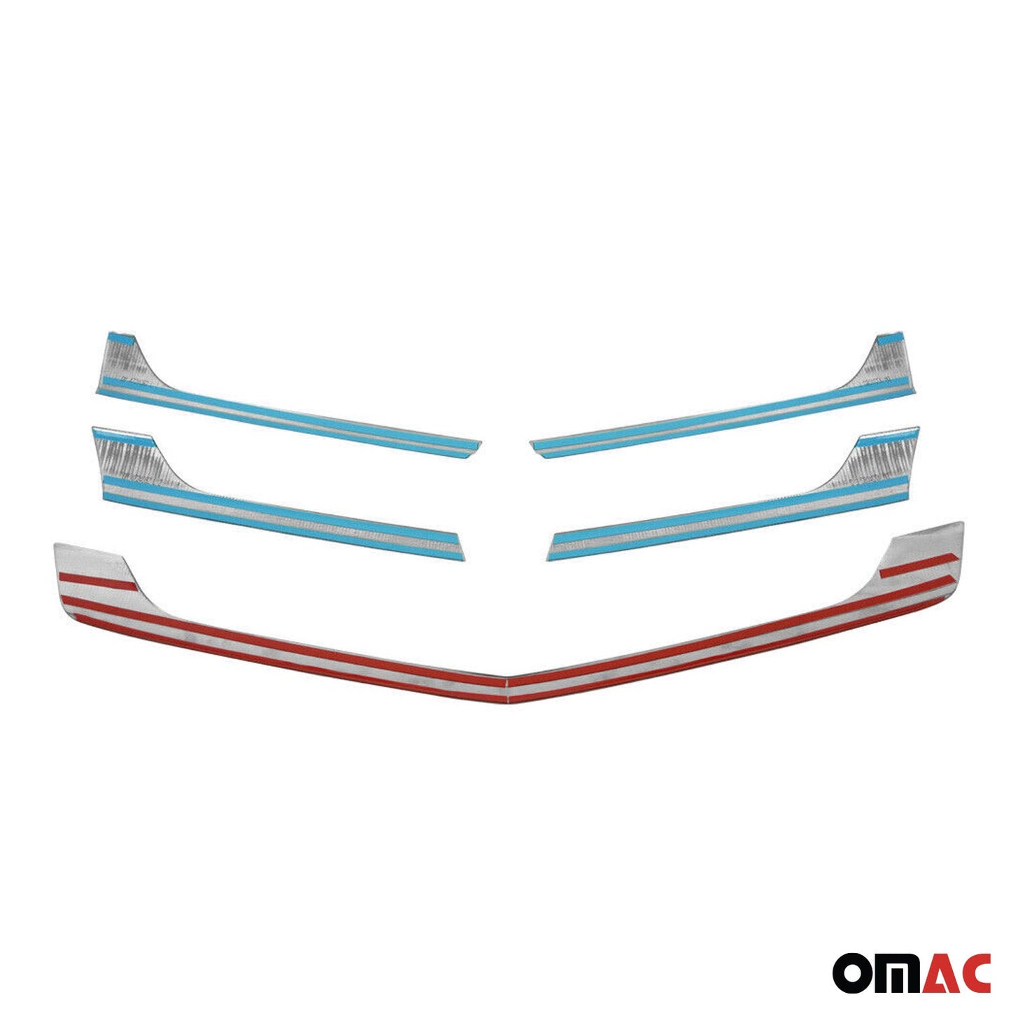 OMAC USA Front Bumper Grill Trim for Van – Fits 2014–2018 Mercedes Sprinter W906 – Stainless Steel Chrome Molding, Silver 5-Pc