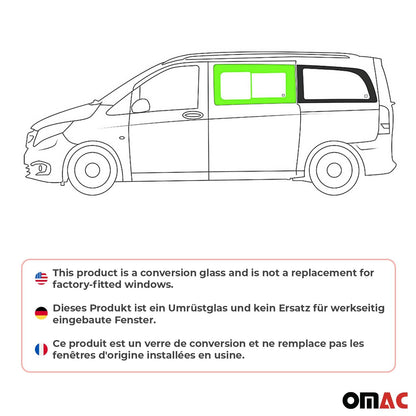 OMAC USA Window Glass Fit Kit for Vans – Fits 2016–2024 Mercedes Metris Front Left Side L2/L3 (Black, 4Pcs)