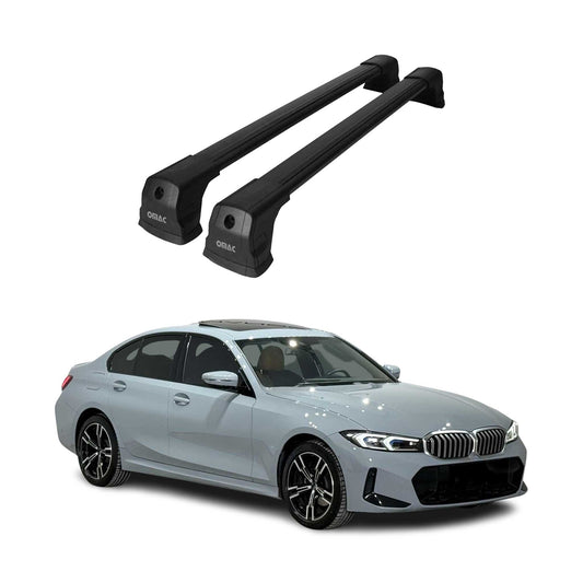 OMAC USA Roof Rack Cross Bars – Fits 2021-2025 BMW 3 Series G20 Sedan / 2019-2025 BMW M3 G80 – Aluminium Black (2 Pcs)