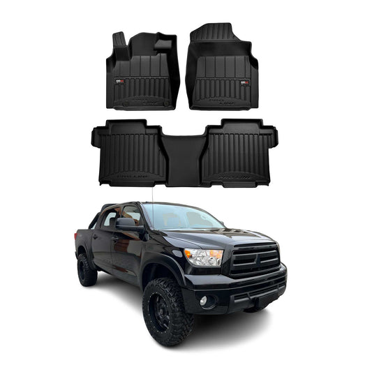 OMAC USA Floor Mats Liners Full Set All Weather Heavy Duty for Truck – Fits with 2007-2013 Toyota Tundra CrewMax – Black (4 Pcs)