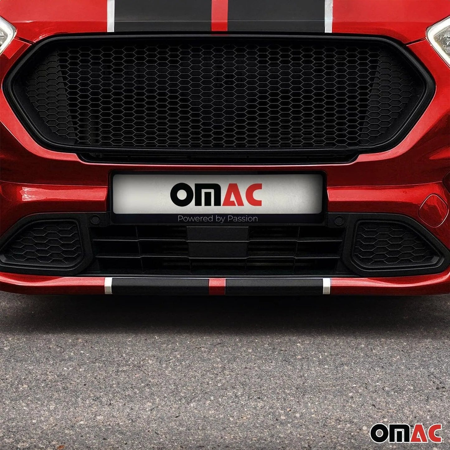 OMAC USA Trimmable Honeycomb Mesh Grille Insert – Universal Fit Front Bumper/Spoiler – Black ABS Plastic, 39.37"x9.44"