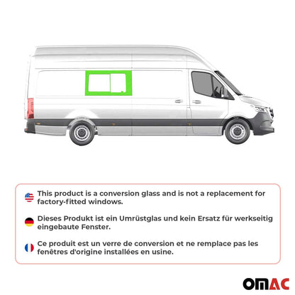OMAC USA Right Sliding Door Window Glass for Cargo Van – Fits 2010–2018 Mercedes Sprinter W906 L3/L4 – Black Tempered Sliding Auto Glass (1 Pc)