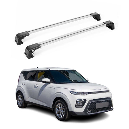 OMAC USA Roof Rack Cross Bars for Car – Fits 2020-2022 Kia Soul (Excludes Panoramic Roof) – Aluminium Silver (2 Pcs)