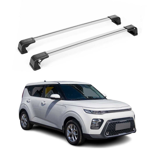 OMAC USA Roof Rack Cross Bars for Car – Fits 2020-2022 Kia Soul (Excludes Panoramic Roof) – Aluminium Silver (2 Pcs)