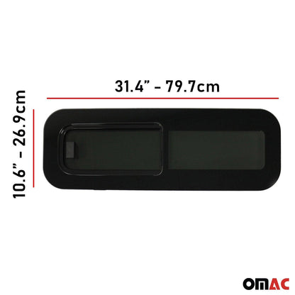 OMAC USA Horizontal Sliding Left Vent Window for RVs – Universal Fit Teardrop Glass 31.4" x 10.6" (Black, 1Pc)