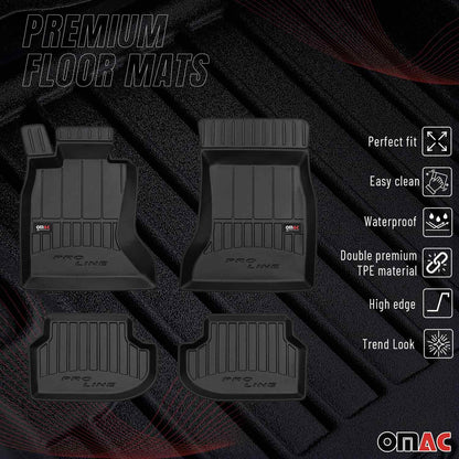OMAC USA Premium Floor Mats Liners for Cars – Fits 2010-2013 BMW 5 Series F10 F11 xDrive 4WD (Black, 4 Pcs)