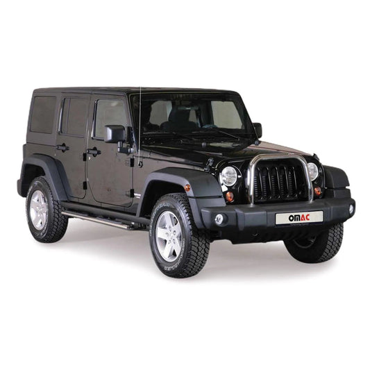 OMAC USA Bull Bar Push Front Bumper Grille Guard – Fits 2007–2018 Jeep Wrangler – Durable Steel Silver, 1 Pc