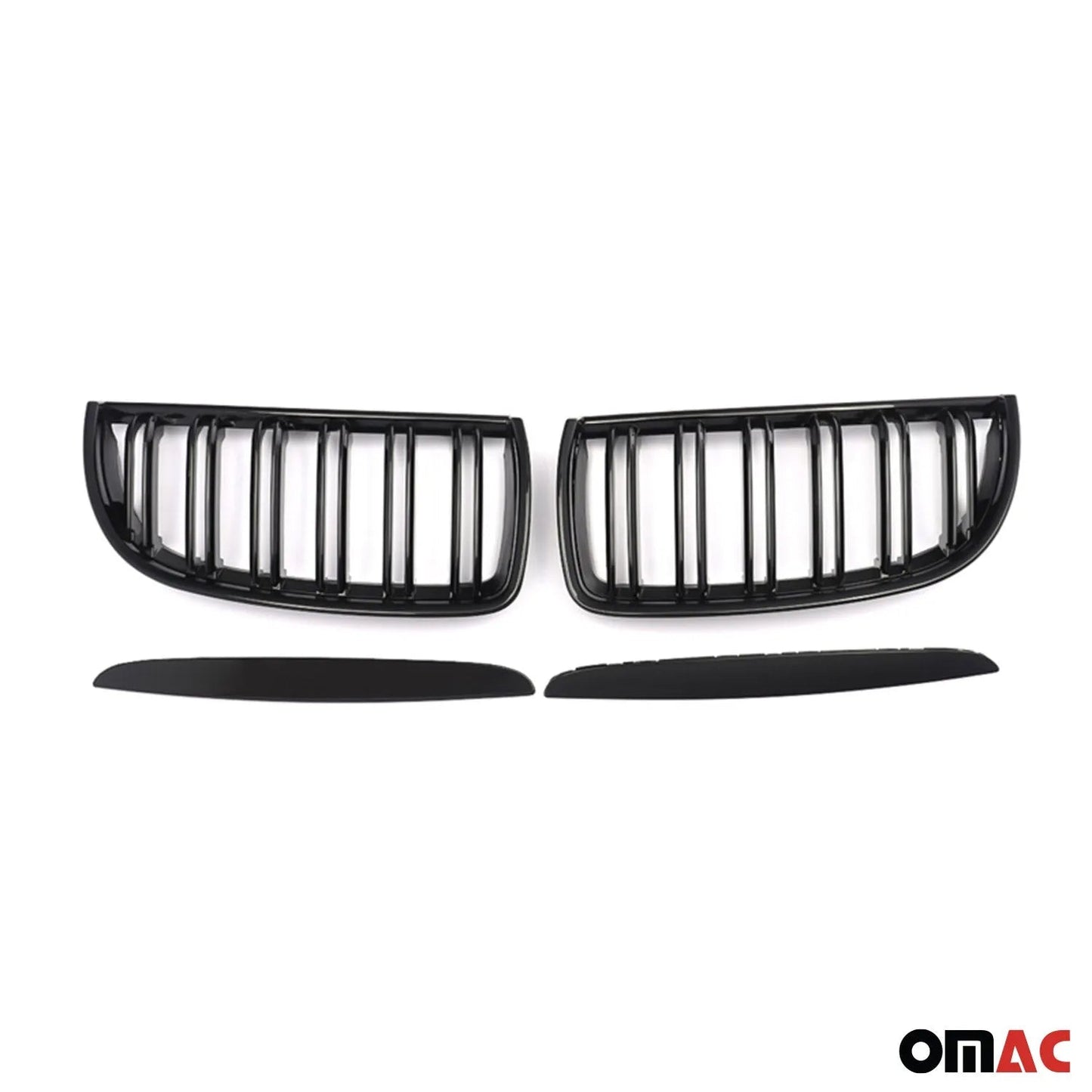 OMAC USA Front Kidney Grille M3 Style for Cars – Fits 2005–2008 BMW 3 Series E90/E91/E92/E93 (Gloss Black, Dual Slat, 4Pcs)