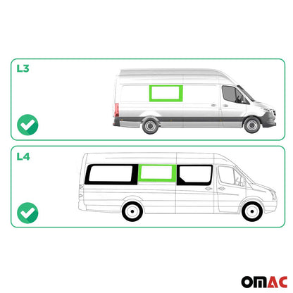 OMAC USA Mid Right Side Sliding Door Window Glass for Cargo Van – Fits 2010–2018 Mercedes Sprinter W906 L3/L4 – Black Tempered Replacement Auto Glass (1 Pc)