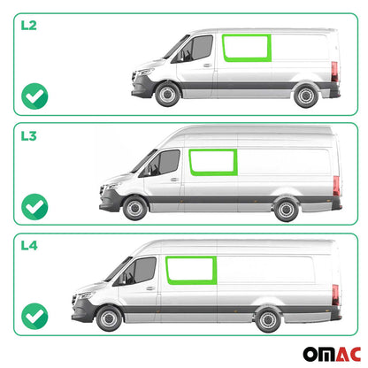 OMAC USA Front Left Window Glass for Vans – Fits 2010–2018 Mercedes Sprinter W906 L2 L3 L4 (Black, 1Pc)