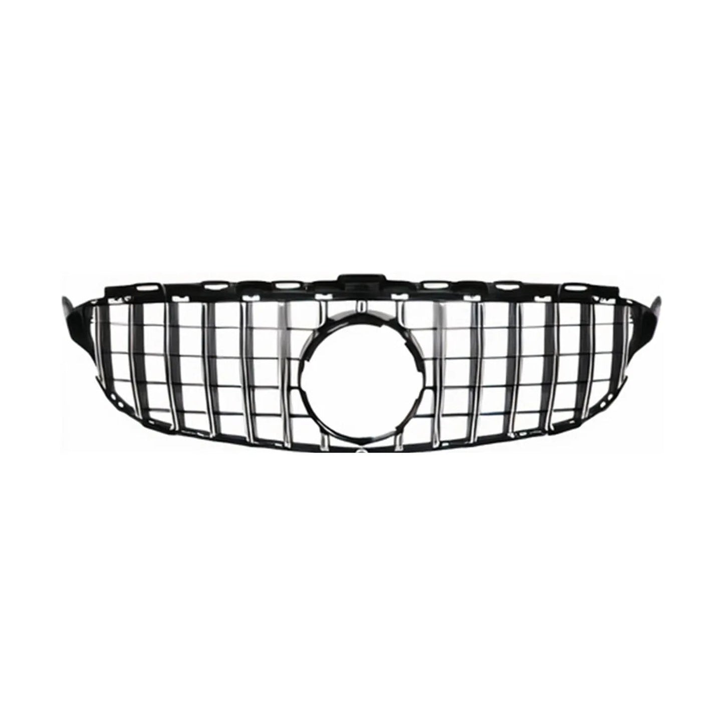 OMAC USA GT R Style Front Grille for Mercedes C-Class W205 Sedan – Fits 2015-2018 – Chrome, No Camera Hole, Sporty Upgrade