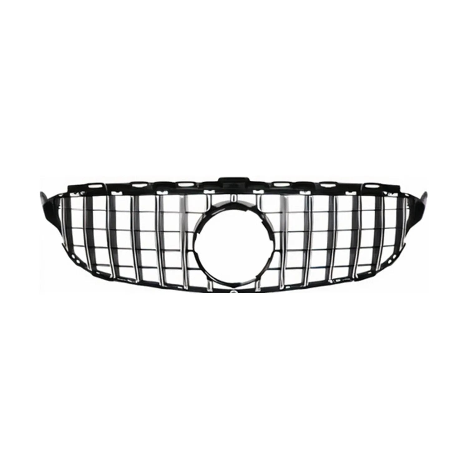 OMAC USA GT R Style Front Grille for Mercedes C-Class W205 Sedan – Fits 2015-2018 – Chrome, No Camera Hole, Sporty Upgrade