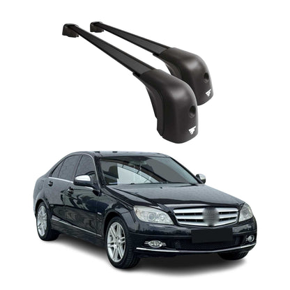 Omac USA Roof Rack Cross Bars Luggage Carrier for Cars – Fits with 2010-2014 Mercedes C-Class W204 (2 Pcs, Black, Aluminum)