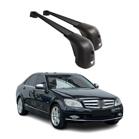Omac USA Roof Rack Cross Bars Luggage Carrier for Cars – Fits with 2010-2014 Mercedes C-Class W204 (2 Pcs, Black, Aluminum)