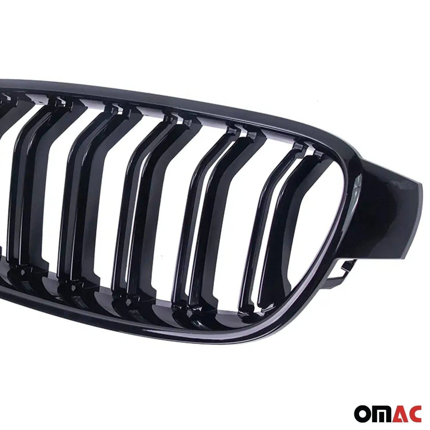 OMAC USA M-Tech Front Kidney Grille – Fits 2012-2019 BMW 3 Series F30 F31 – Gloss Black Single Slat (2 Pcs)
