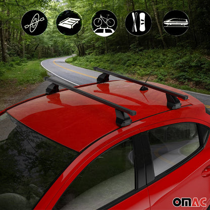OMAC USA Roof Rack Cross Bars for Car – Fits 2017-2023 Subaru Impreza (Excludes Models Without OEM Fixed Points) – Steel Black (2 Pcs)