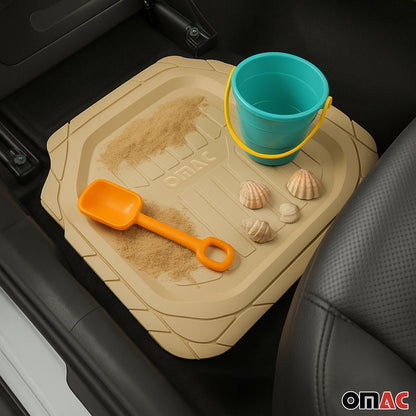 OMAC USA Heavy Duty Trim to Fit Floor Mats Liner Waterproof 3D All-Weather for Car/SUV – Tan (4 Pcs)