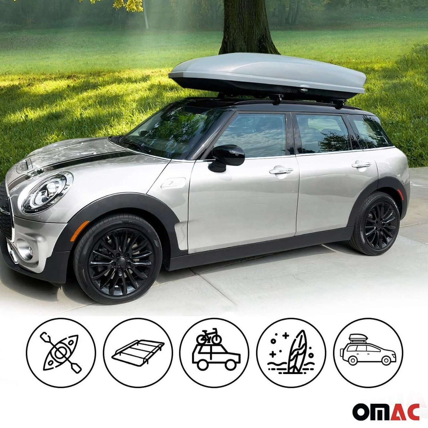 OMAC USA Roof Rack Cross Bars for Car – Fits 2015-2019 Mercedes GLA-Class X156 (Excludes Models Without OEM Fixed Points) – Aluminium Silver (2 Pcs)
