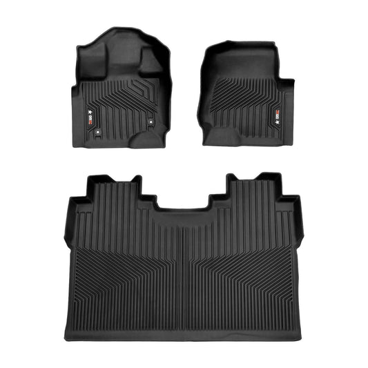 OMAC USA Premium Floor Mats for Truck – First & Second Row – fits with 2015–2023 Ford F-150 SuperCrew – Black (3 Pcs)