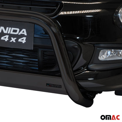 OMAC USA Bull Bar Push Front Bumper Grille for Cars – Fits 2016–2018 Fiat 500X – 1Pc (Black, Steel)