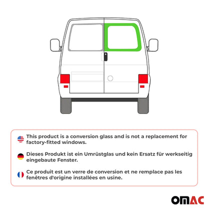 OMAC USA Window Glass Barn Right Door for Vans – Fits 1993–2003 Volkswagen EuroVan L1/L2 (Black, 1Pc)