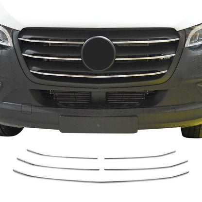 OMAC USA Front Bumper Grill Trim for Van – Fits 2019–2025 Mercedes Sprinter W907/910 – Brushed Stainless Steel Molding, Silver 5-Pc