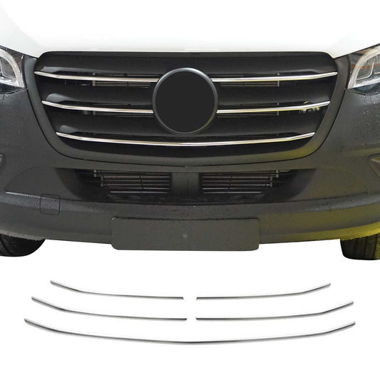 OMAC USA Front Bumper Grill Trim for Van – Fits 2019–2025 Mercedes Sprinter W907/910 – Brushed Stainless Steel Molding, Silver 5-Pc