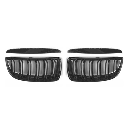 OMAC USA Front Kidney Grille for BMW 3 Series – Fits 2005–2008 E90 E91 E92 E93 Pre-FL – M4 Style Gloss Black Dual Slat, 4-Pc
