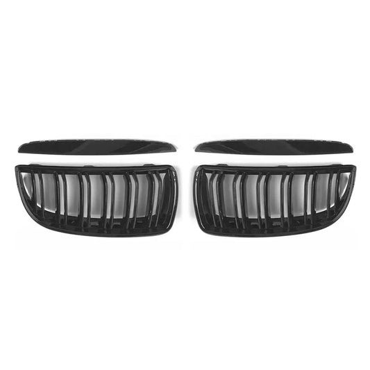 OMAC USA Front Kidney Grille for BMW 3 Series – Fits 2005–2008 E90 E91 E92 E93 Pre-FL – M4 Style Gloss Black Dual Slat, 4-Pc