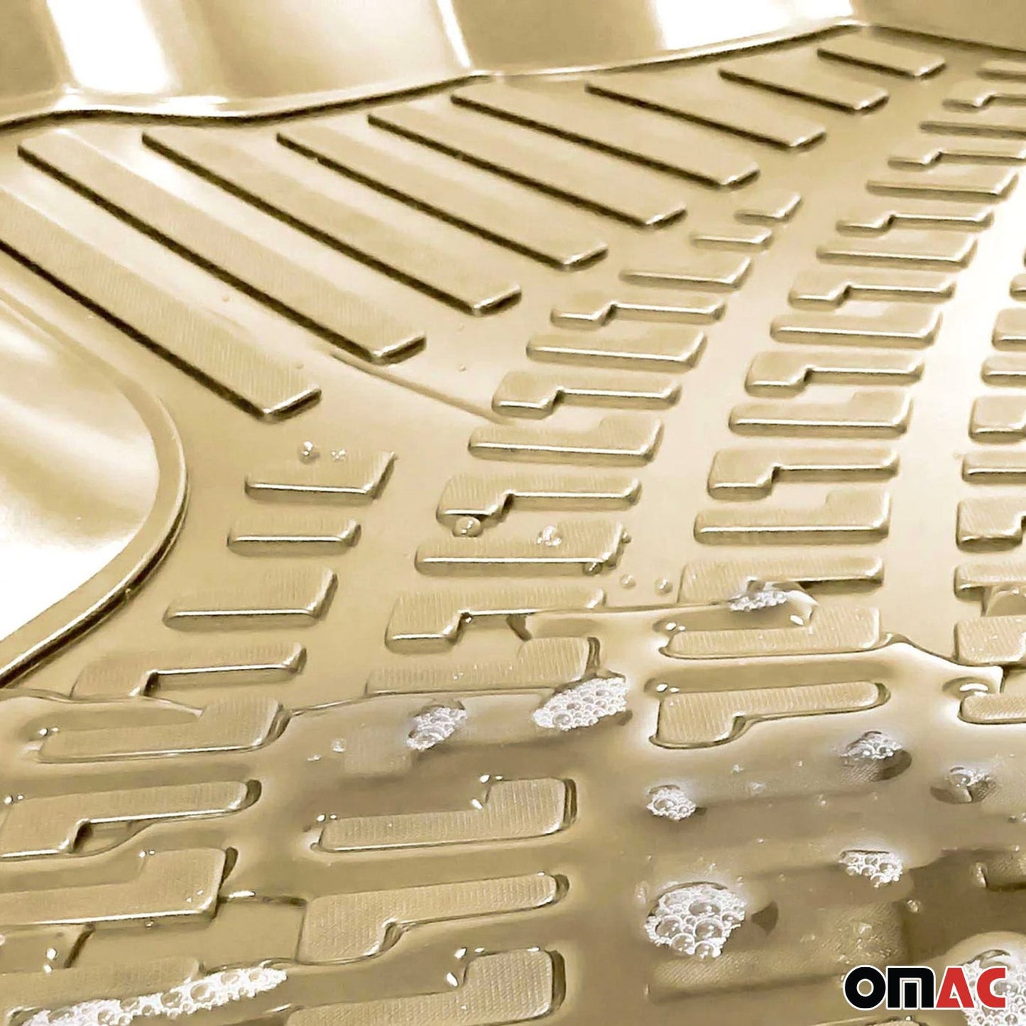 Omac USA Premium Rubber Floor Mats Liners for Cars – Fits with 2020-2025 Toyota Corolla Sedan (4 Pcs, All Weather, Beige)