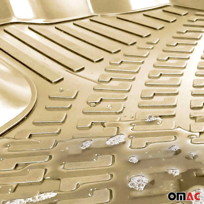 Omac USA Premium Rubber Floor Mats Liners for Cars – Fits with 2020-2025 Toyota Corolla Sedan (4 Pcs, All Weather, Beige)