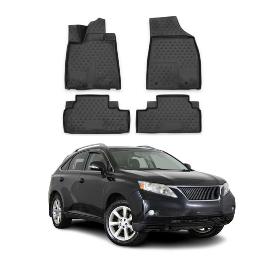 OMAC USA Floor Mats Liners Full Set All Weather for SUV – Fits with 2009-2012 Lexus RX350 – Black (4 Pcs)