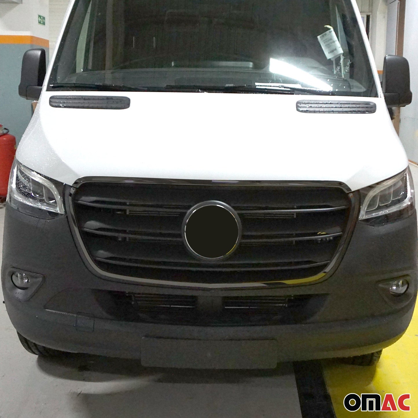OMAC USA Front Bumper Grill Trim for Van – Fits 2019-2025 Mercedes Sprinter W907/910 – Stainless Steel Dark Chrome, 4 Pcs