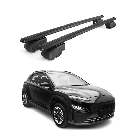 OMAC USA Roof Rack Cross Bars for Car – Fits 2018-2023 Hyundai Kona (Excludes Models Without OEM Fixed Points) – Aluminium Black (2 Pcs)