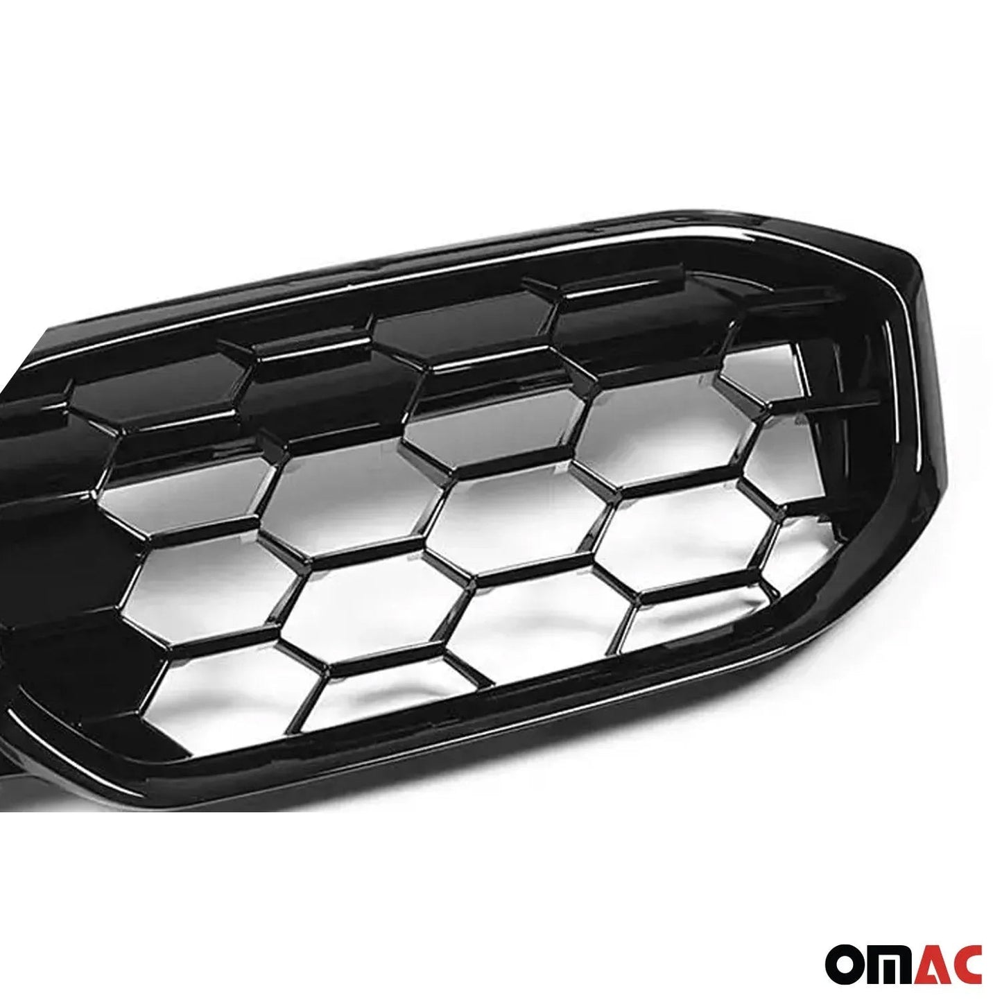OMAC USA Front Kidney Grille for Cars – Fits 2019–2025 BMW 3 Series G20 Sedan (Glossy Black Meteor Diamond, 1Pc)