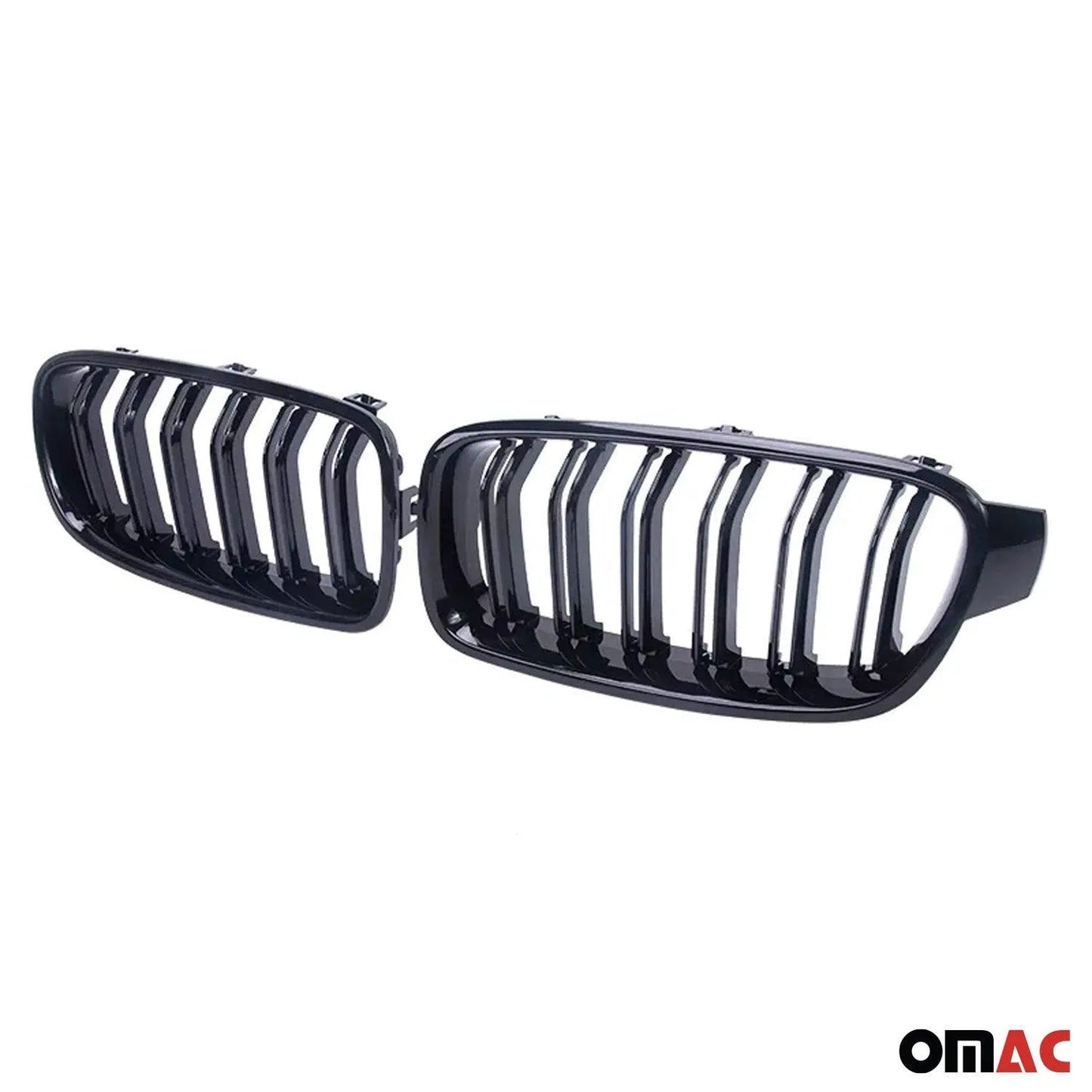OMAC USA M-Tech Style Front Kidney Grille 2Pcs for Cars – Fits 2013–2017 BMW 4 Series F32/33/36 (Gloss Black, Plastic)