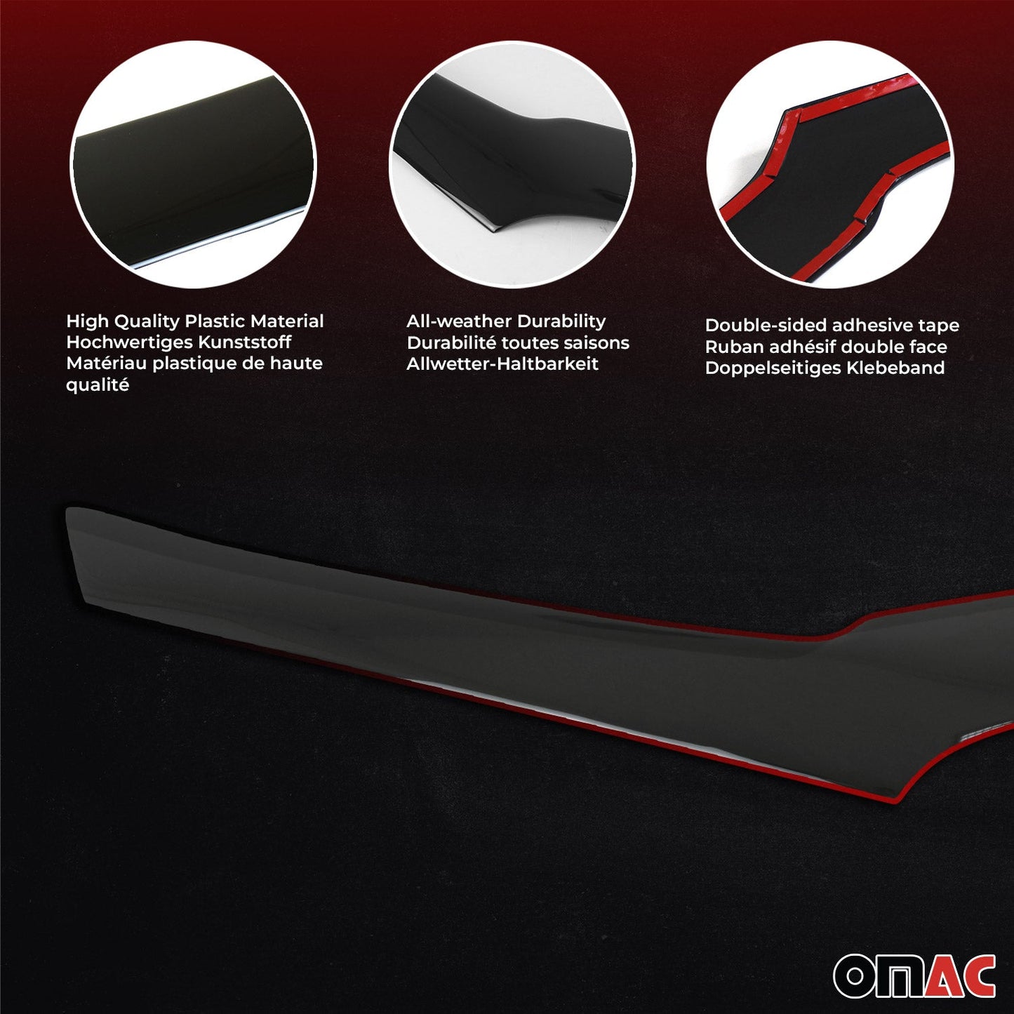 OMAC USA Front Bug Shield Hood Deflector for SUV – Fits 2010-2020 Toyota 4Runner – Smoke Black Acrylic (1 Pc)